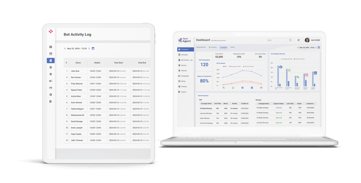 image of the Apex Cura website's dashboard in mobile and desktop version's to illustrate it's benefits